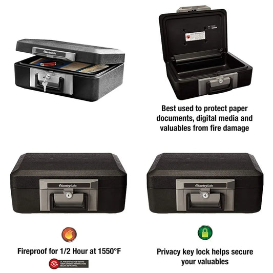 Fireproof Safe Box With Key Lock For Money, Jewelry, Documents
