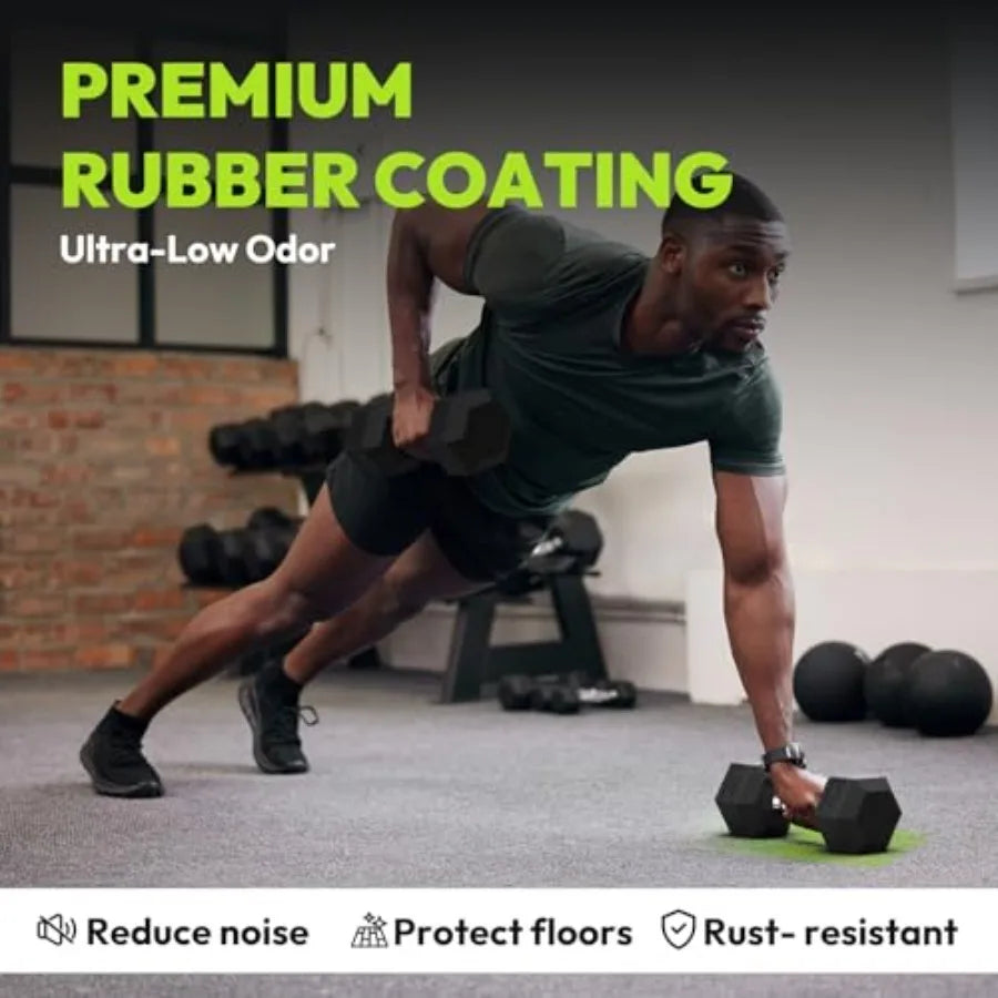 Rubber Coated Hex Dumbbell Set With A Frame Rack And Ergonomic Handles by S And B Enterprise