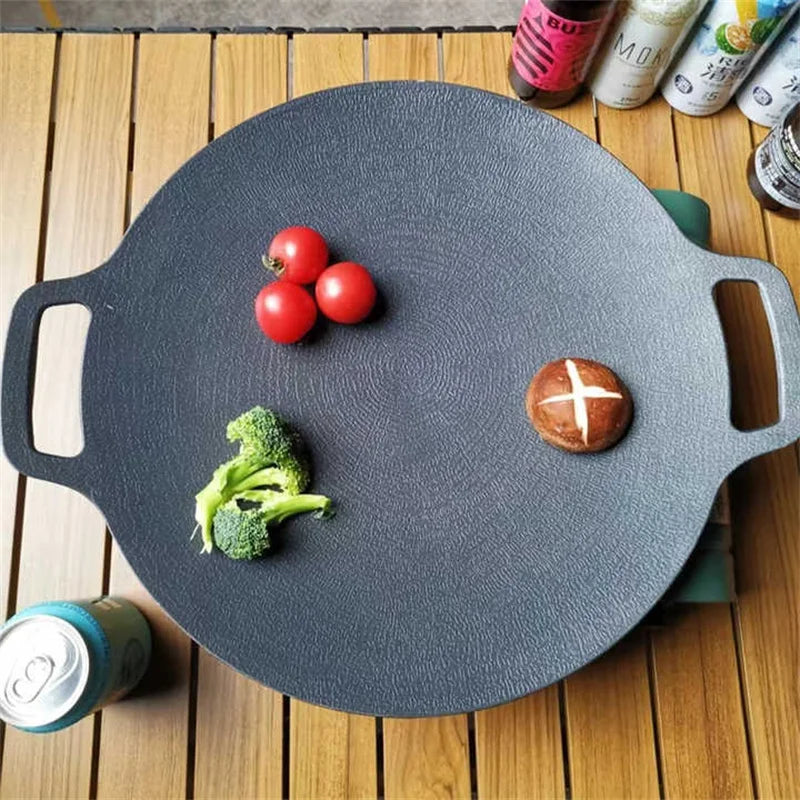 Grill pan S And B Enterprise; outdoor camping style non-stick 38cm round pan with dual handles