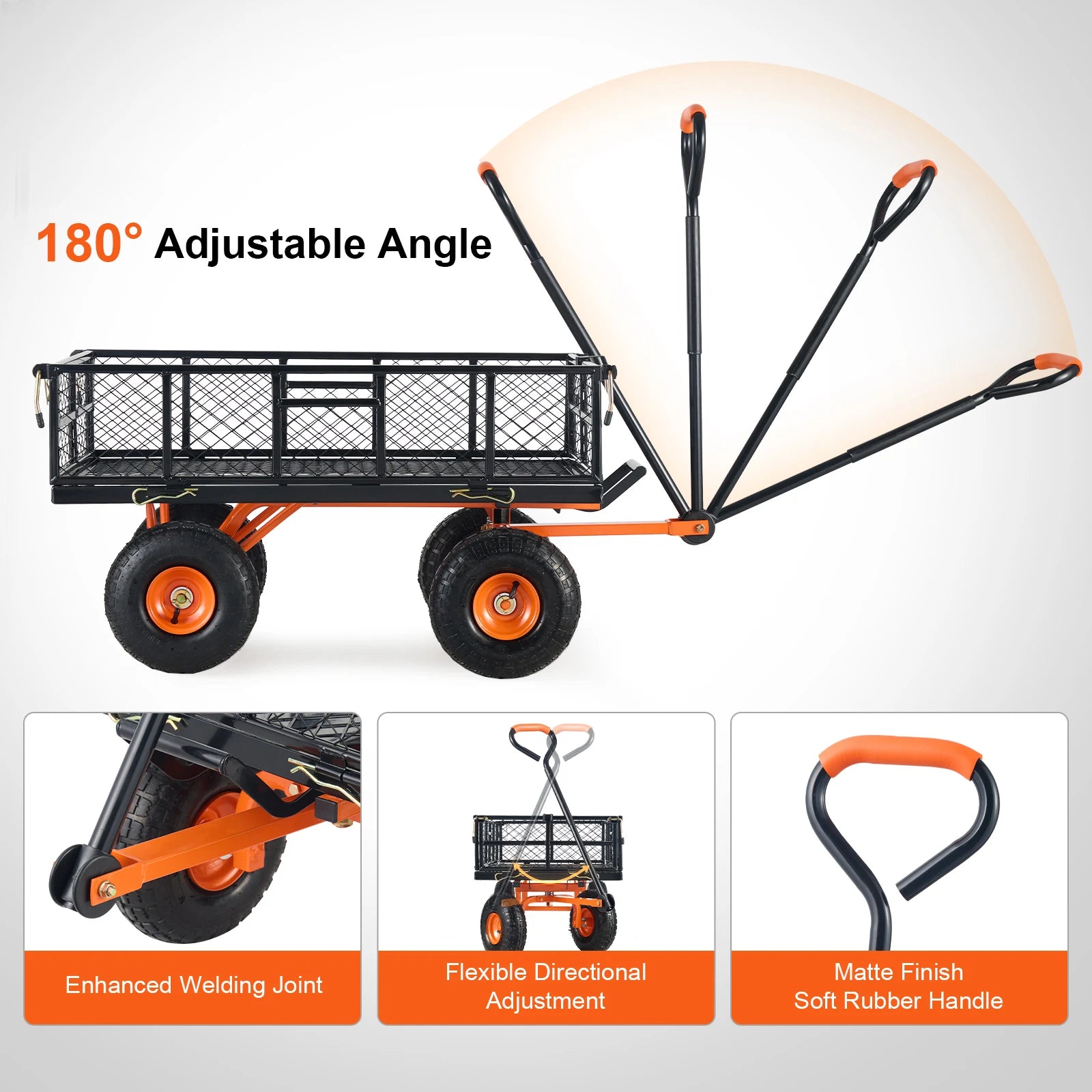 SucceBuy Garden Cart Sturdy Metal Utility Wagon with Simple Assembly Versatile Dump Cart Wheelbarrow with 400/880lbs Capacity by S And B Enterprise
