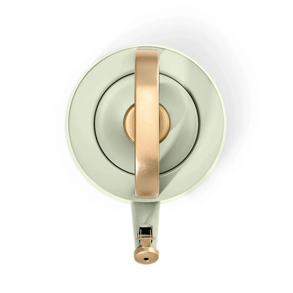 Tea kettle, 1.8L ceramic non-stick stovetop, sage green with rose-gold handle by Drew Barrymore.
