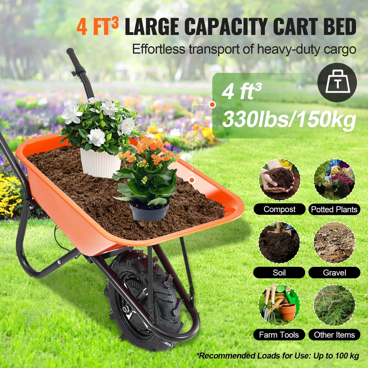 SucceBuy 500W Electric Wheelbarrow Cart For Garden Utility Dump Cart by S And B Enterprise