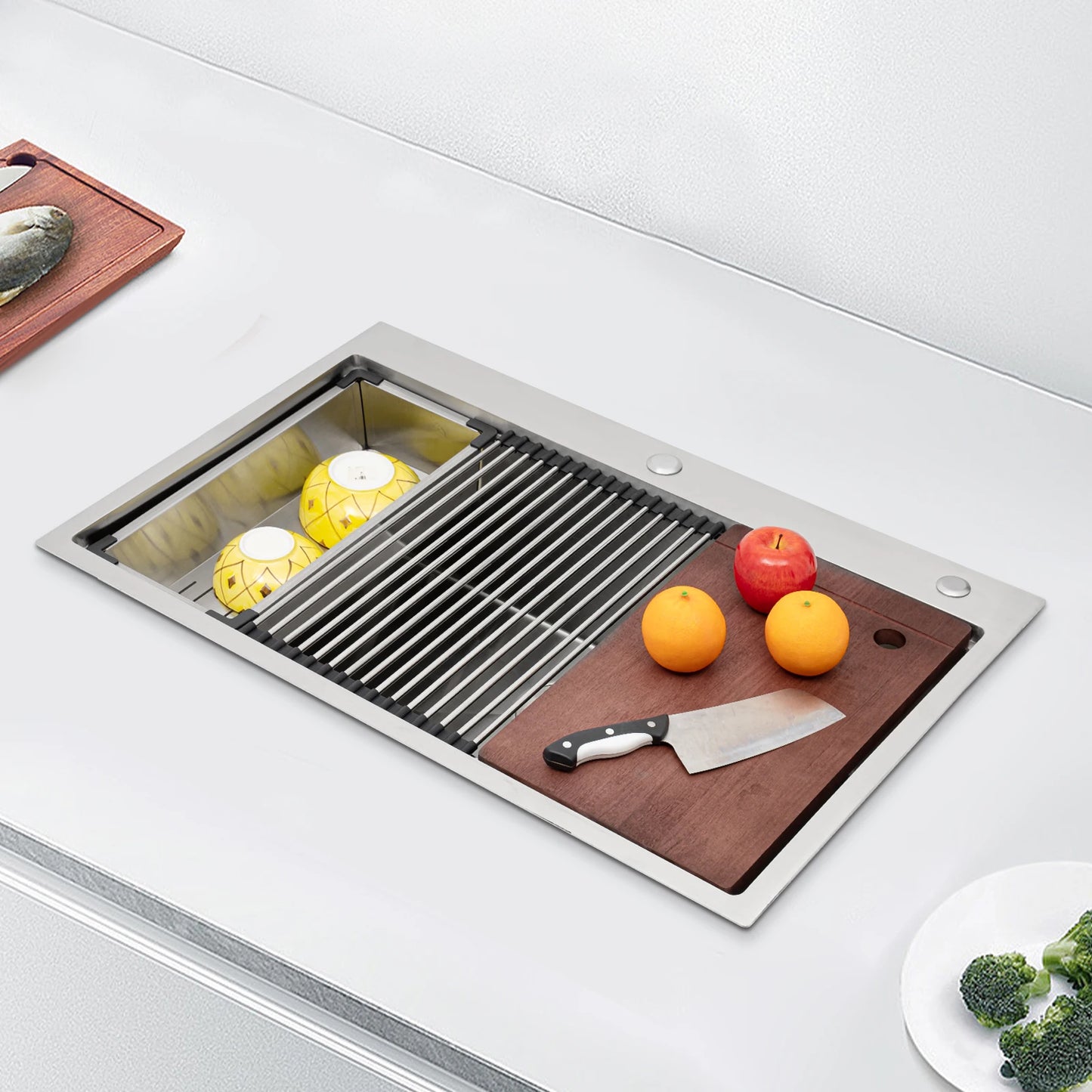 Bymaocar 304 Stainless Steel Kitchen Sink Drop In Single Bowl