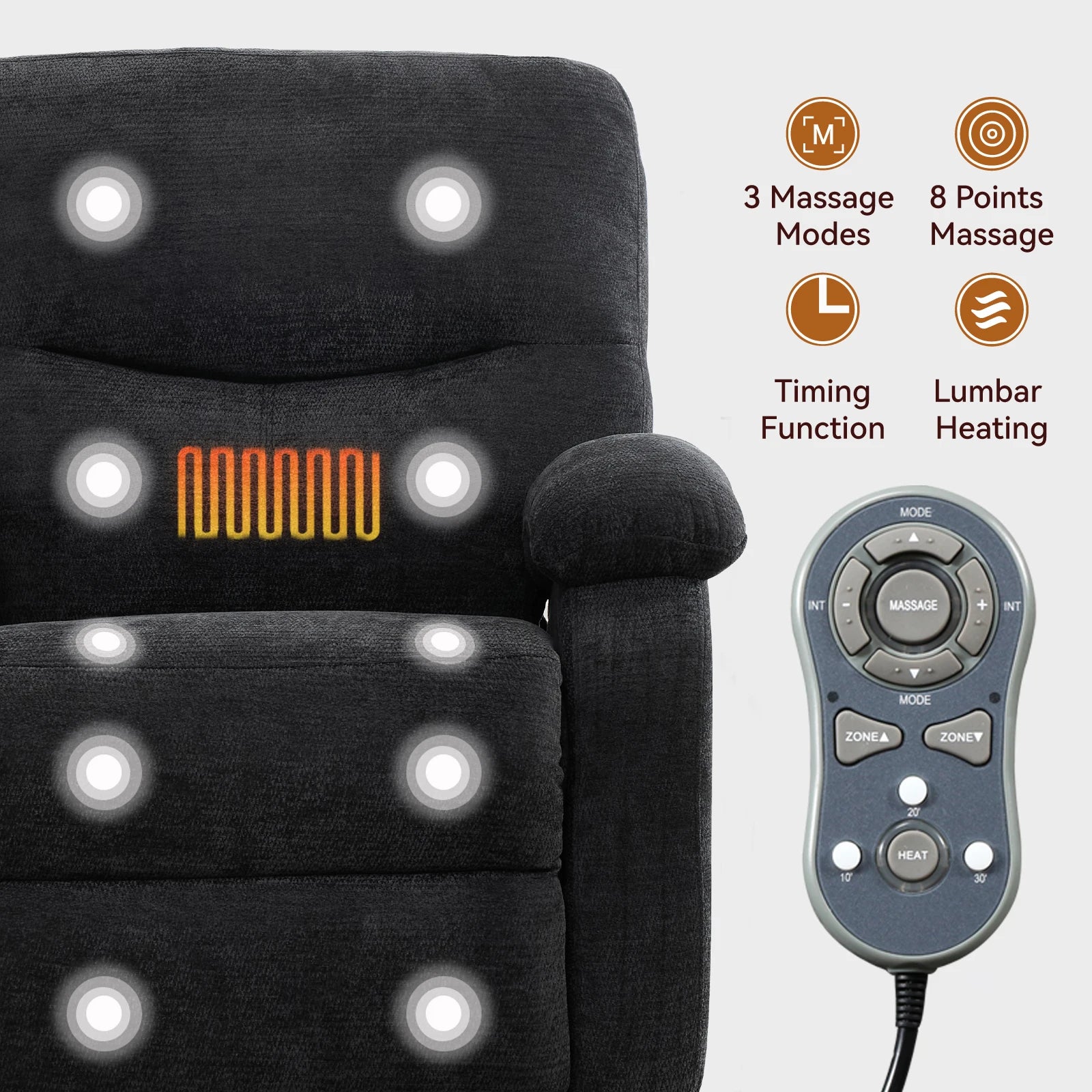 Power Lift Recliner Chair Massage Chair 360 Swivel Rocker Chair for Adults, 8 Vibrating Nodes by S And B Enterprise