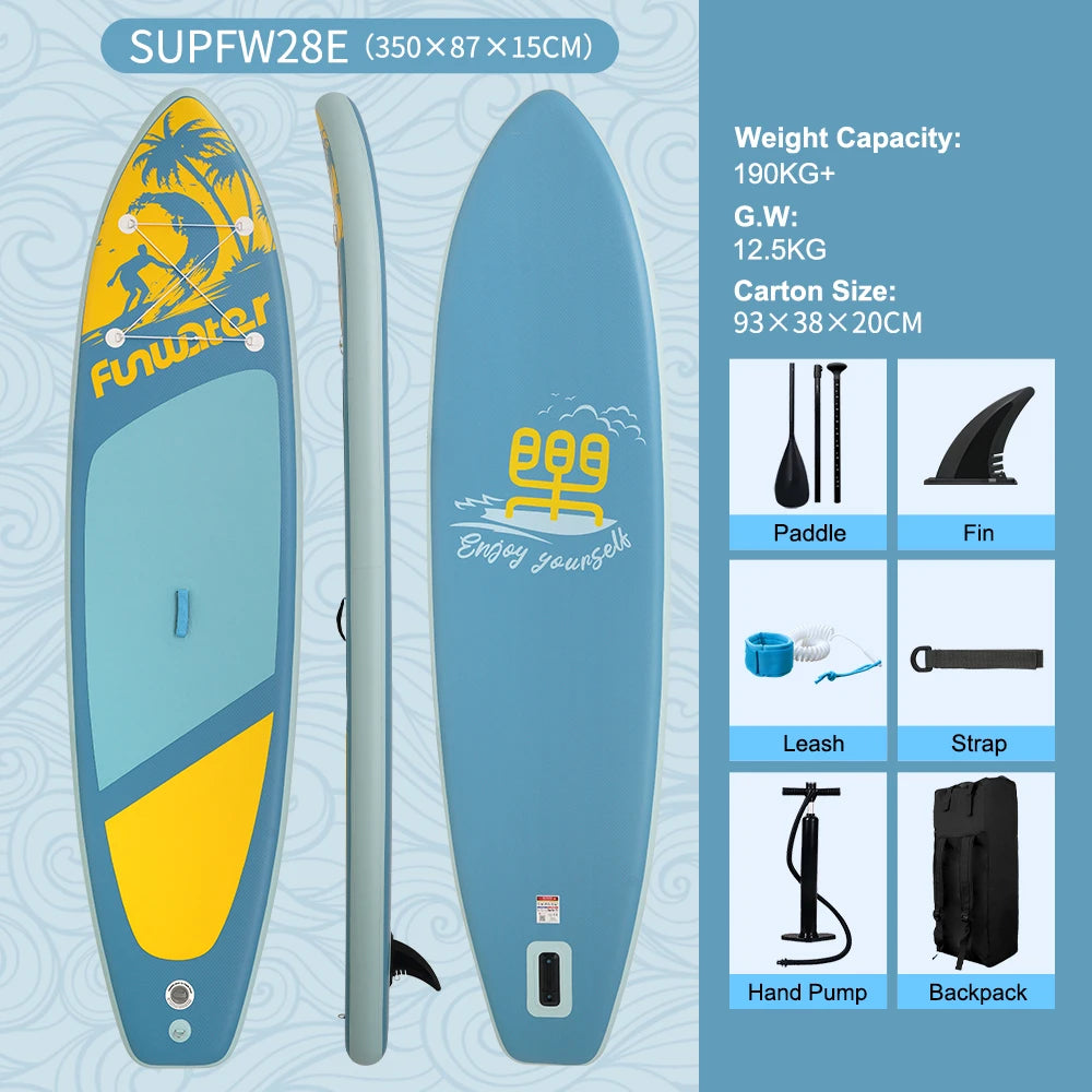 FUNWATER Inflatable Paddle Board Ultra-Light Stand-Up Paddle Board Surfboard for All Skill Levels With SUP Accessories 320-350cm by S And B Enterprise