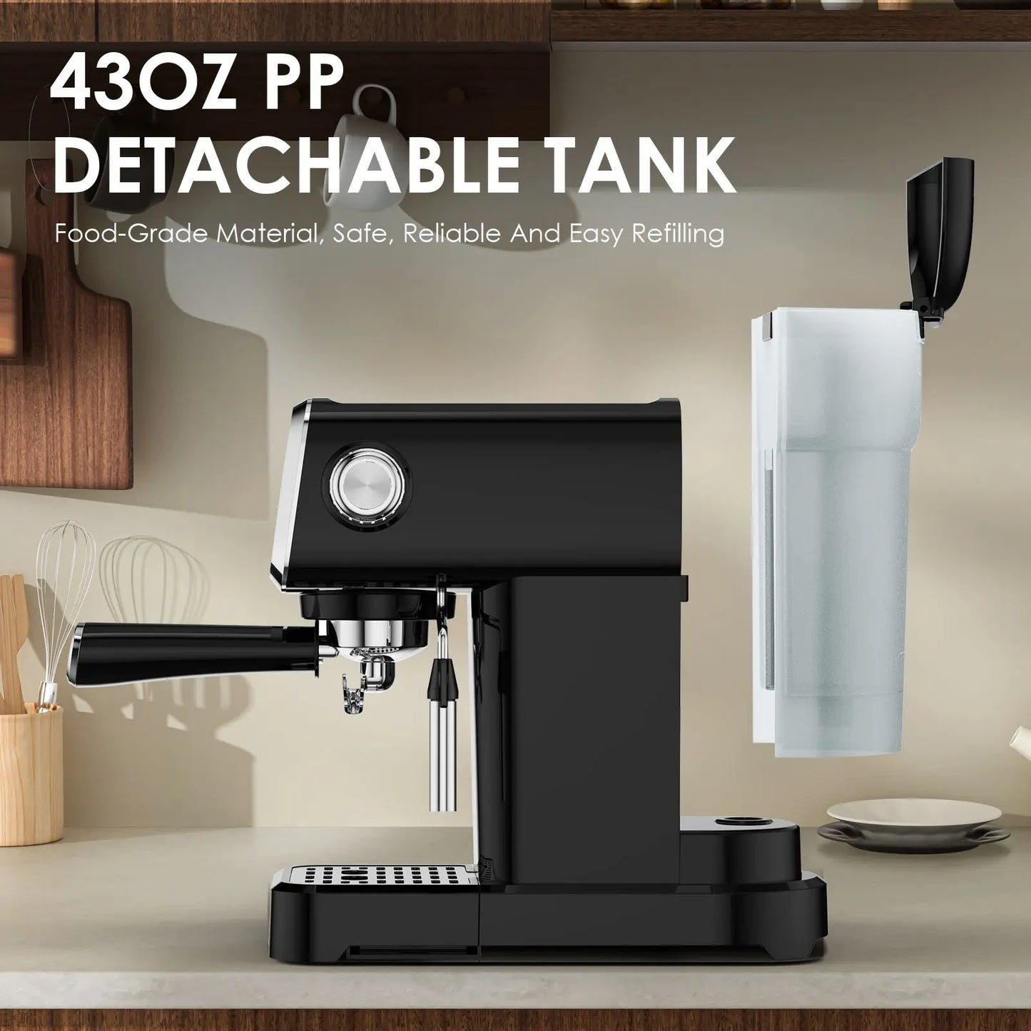 20 Bar Slim Espresso Machine With Milk Frother Cup Warmer by S And B Enterprise