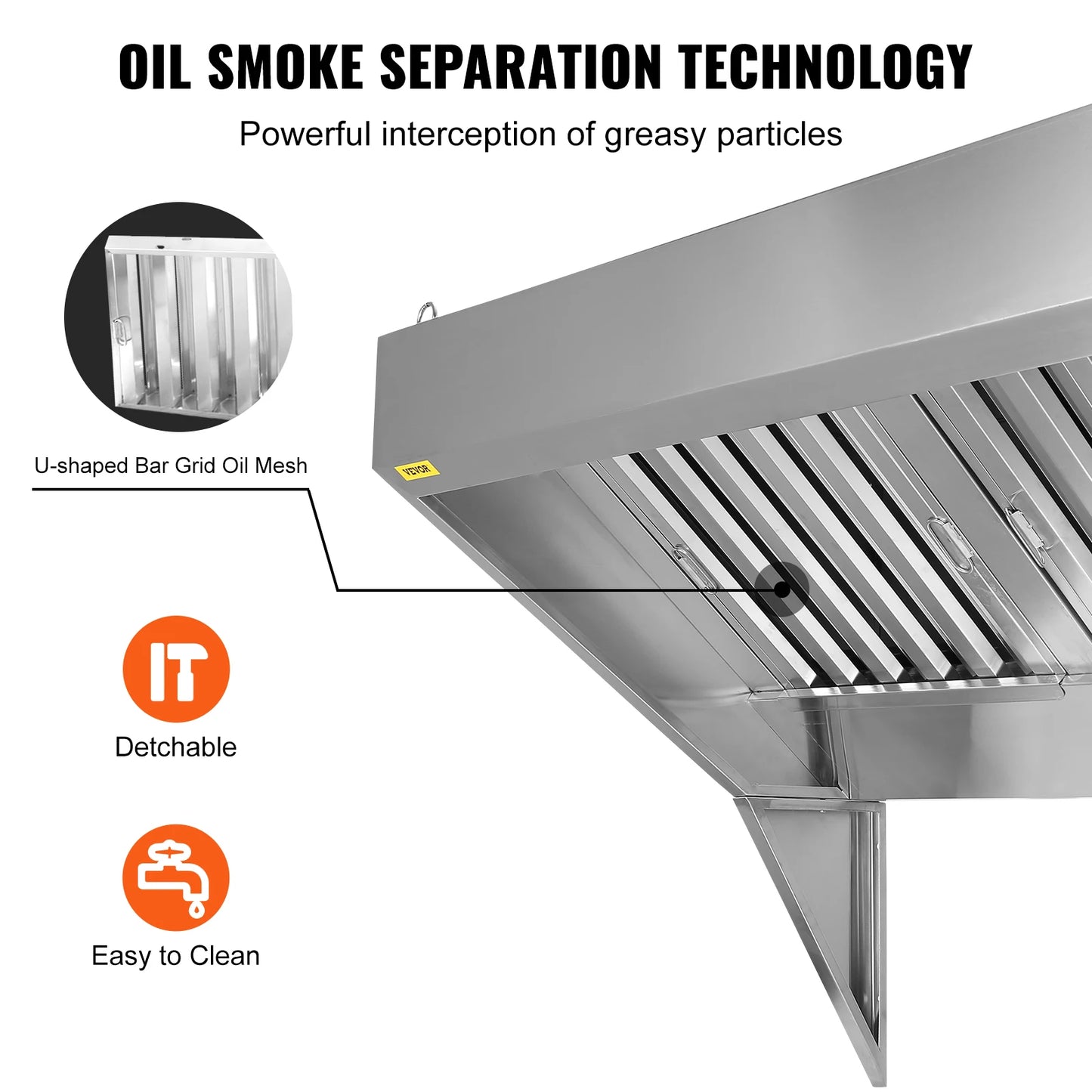 SucceBuy Commercial Stainless Steel Exhaust Hood For Kitchen