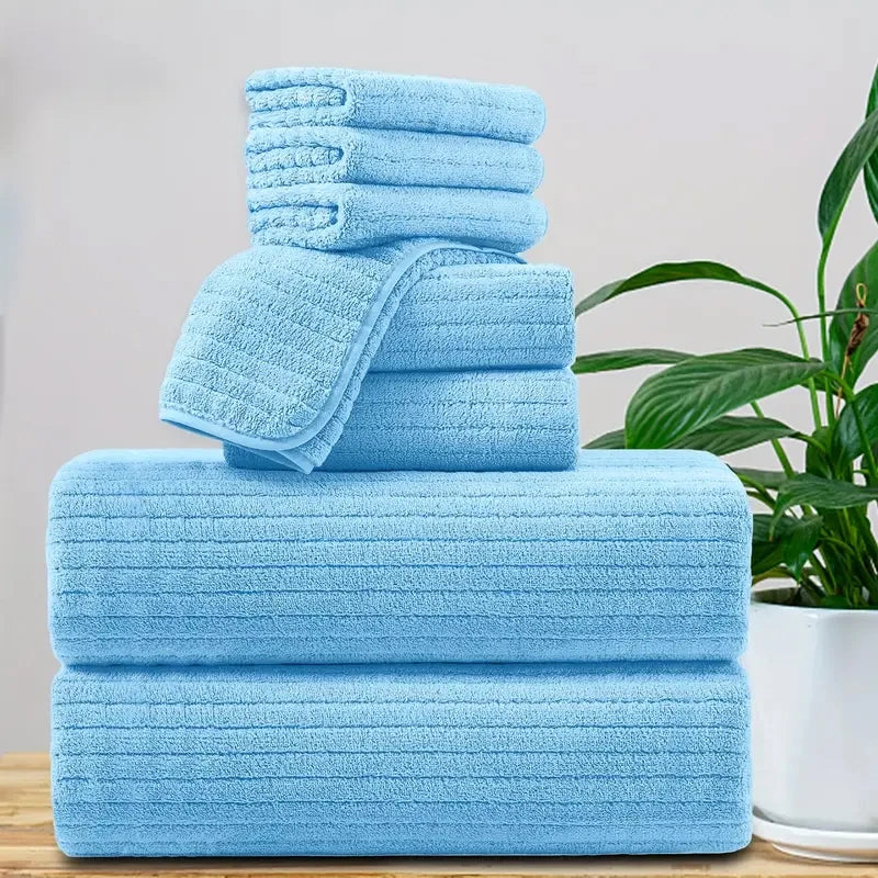 Bath Towel Set 8 Piece Absorbent Quick Dry Towels Daily by S And B Enterprise