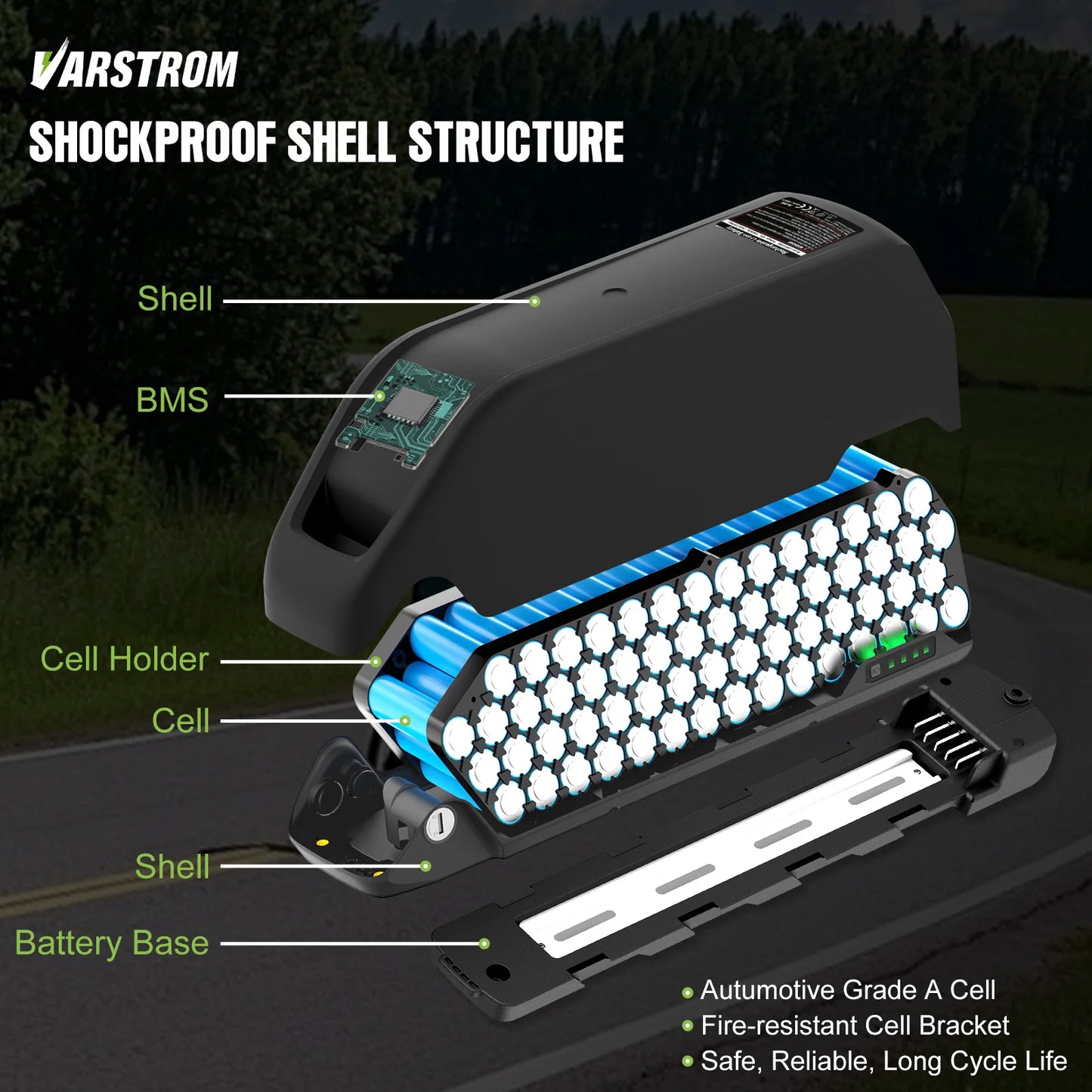 Varstrom Ebike Battery 48V 20Ah 40A BMS Downtube Pack by S And B Enterprise