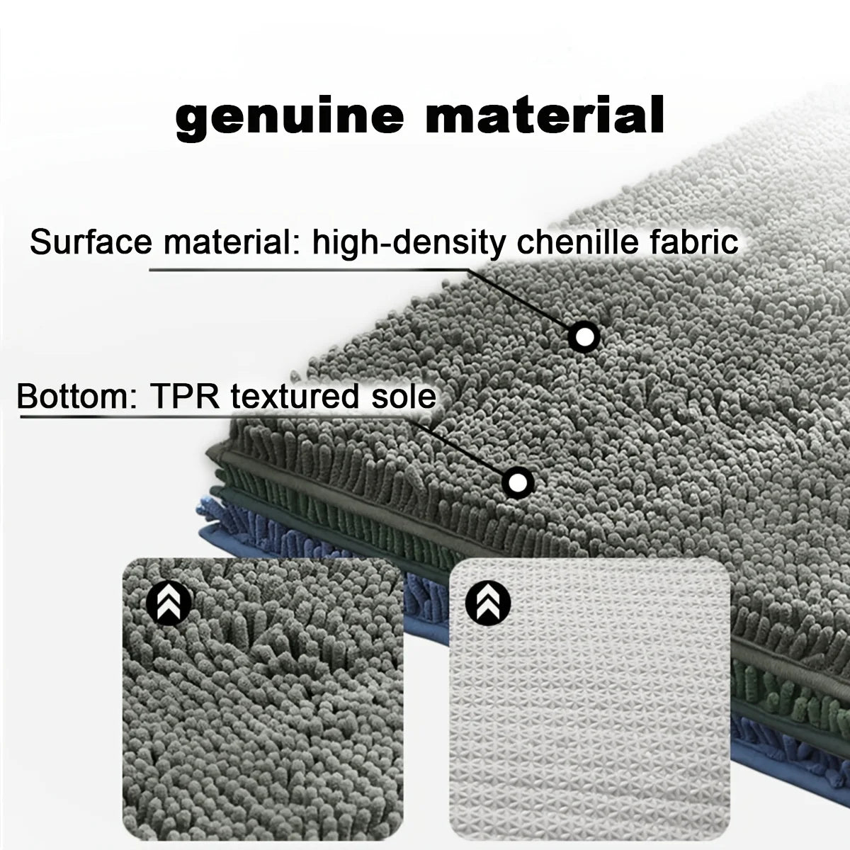 XM-Luvetoria Ultra Soft Chenille Bath Mat Super Absorbent Machine Washable