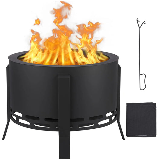 HiMISS Portable Smokeless Fire Pit With Poker