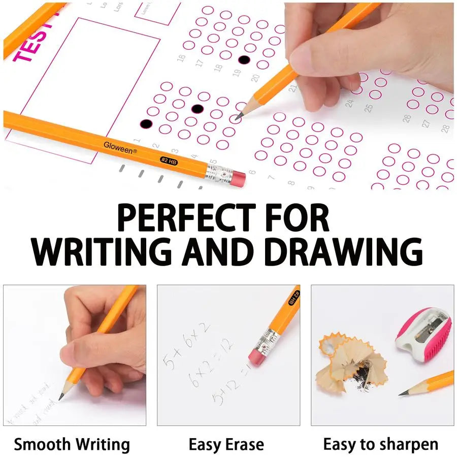 50 Pack Pre-Sharpened HB Pencils With Erasers For Office