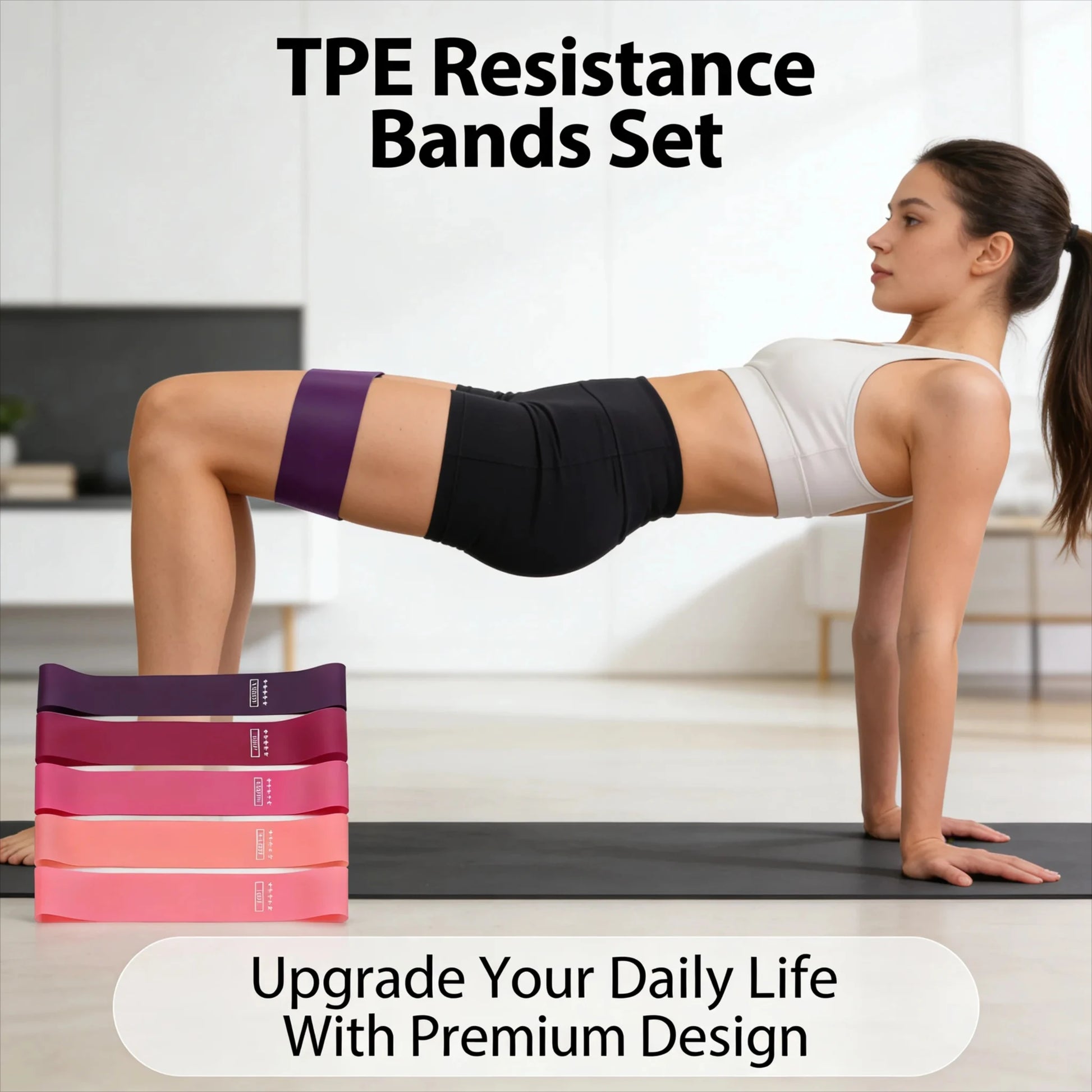 TPE Resistance Bands Set – 5 Levels Non-Slip Booty Exercise Bands for Hip, Legs & Glutes – Home Workout Yoga Fitness Strength Training Equipment by S And B Enterprise