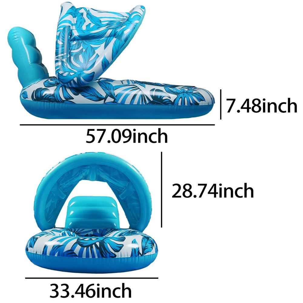 MOJOYCE Inflatable Water Sleeping Bed With Sunshade Floating Lounger