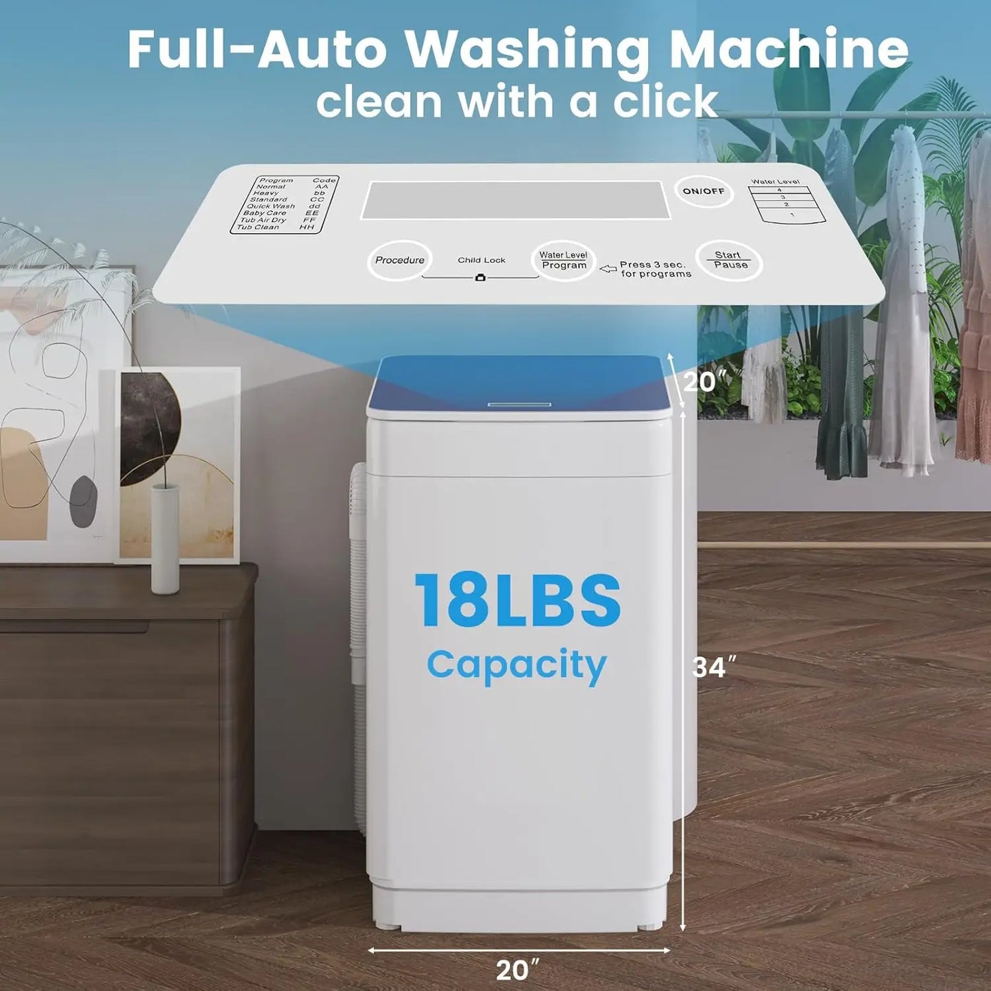 Portable Washer And Dryer Set, Fully Automatic Laundry Pair