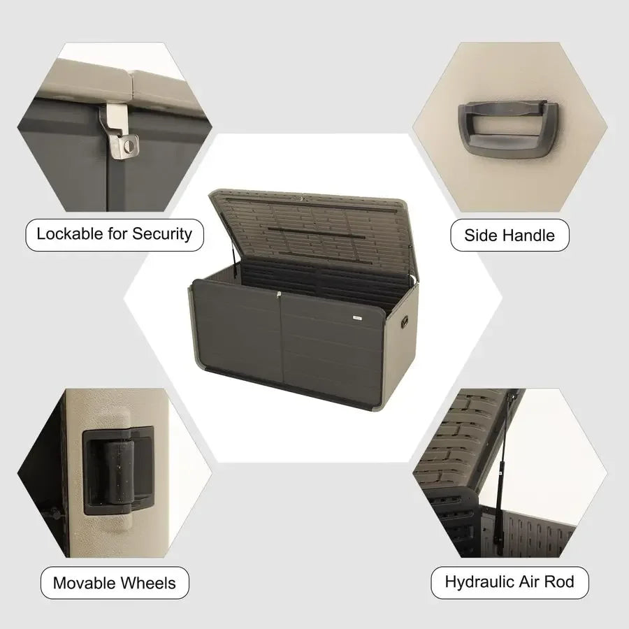 Resin Deck Box Outdoor Storage Waterproof Lockable Bin by S And B Enterprise