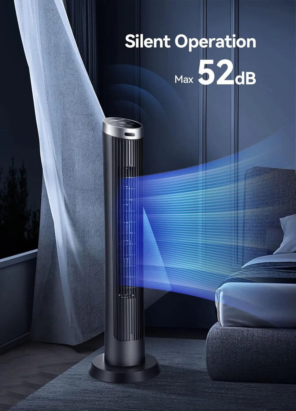 36 Inch Tower Fan with Remote, LED Display, Quiet Bladeless Floor Fan for Living Room & Bedroom by S And B Enterprise