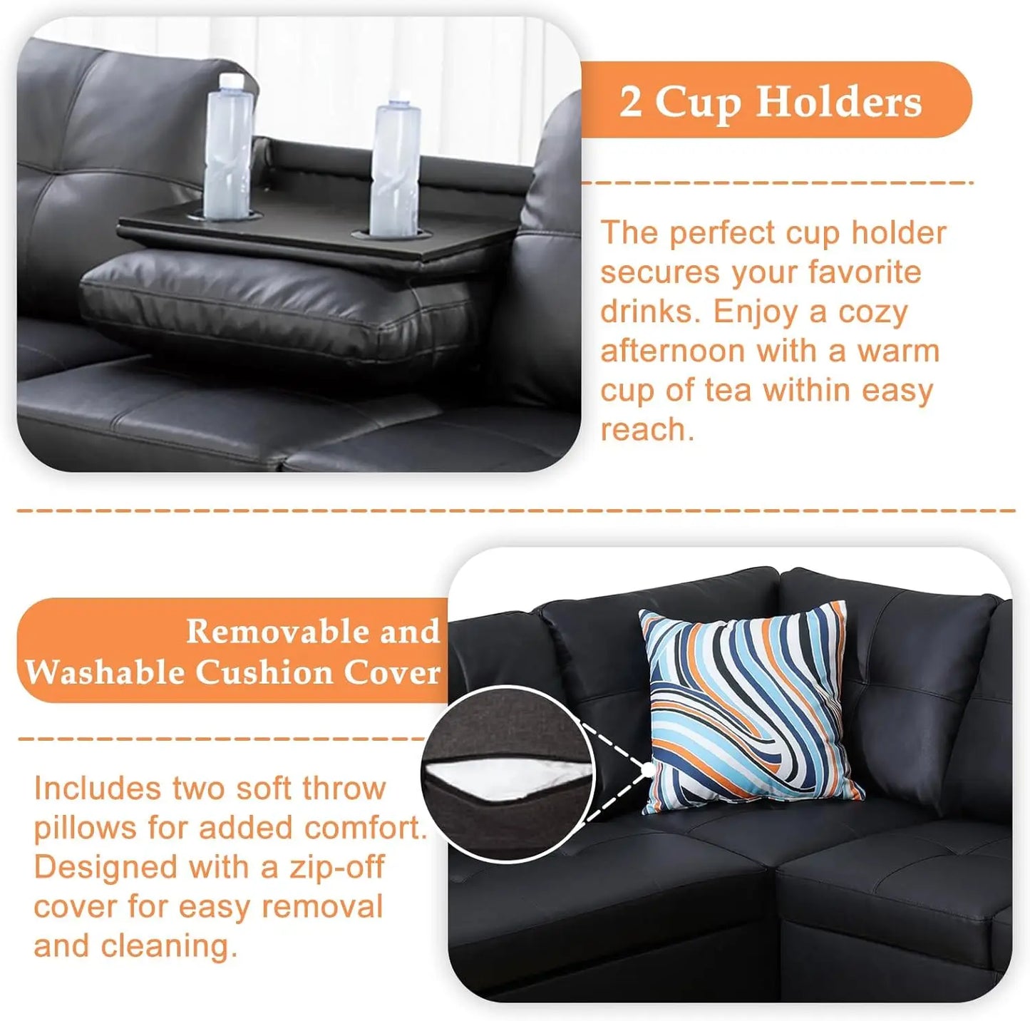 Sectional Sofa Couch Modern Living Room Furniture Set With Chaise Lounge Ottoman