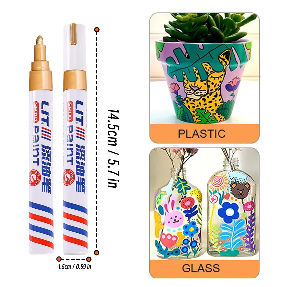 3mm 10p Colorful 8 Colors Permanent Paint Marker Waterproof White Markers tire tread rubber fabric Paint metal Paint Marker Pens by S And B Enterprise