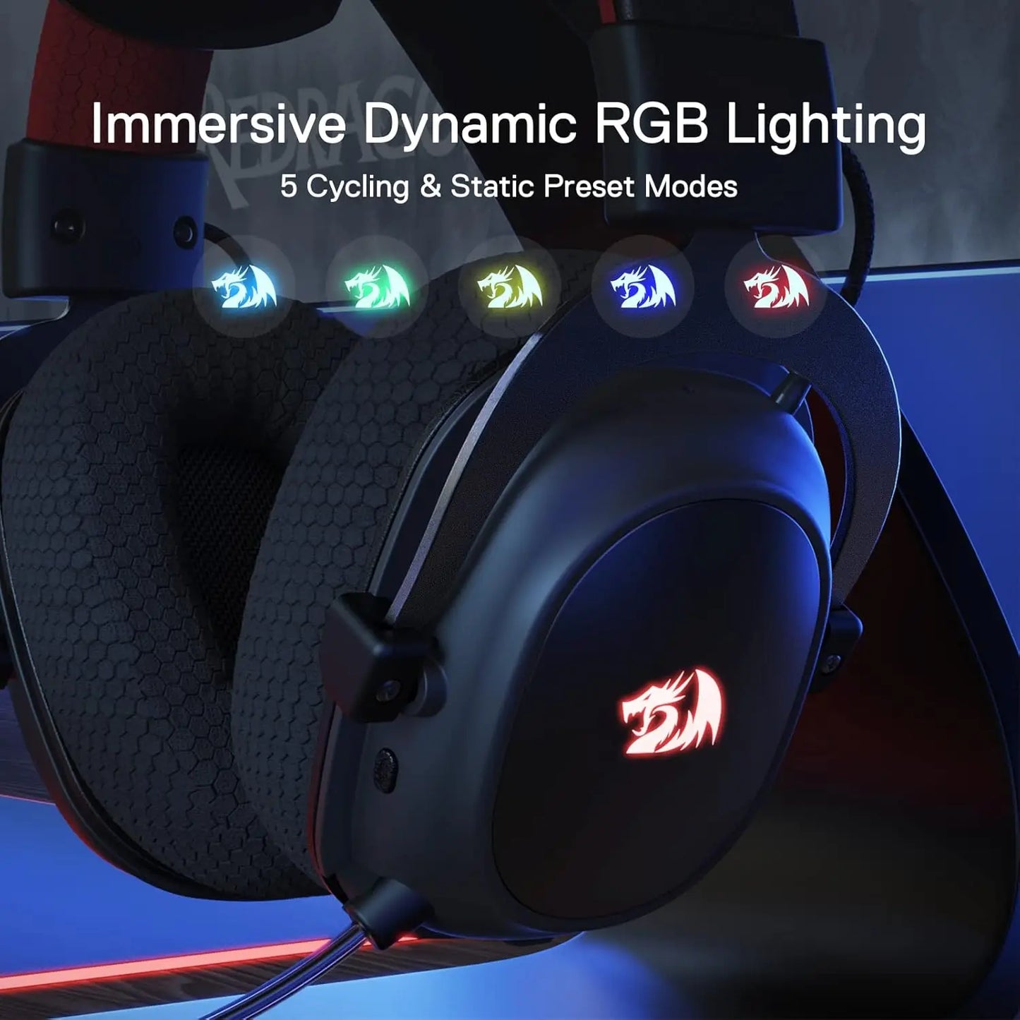 Redragon H510 PRO Zeus-X RGB Wireless Gaming Headset 7.1 Surround Sound 53MM Audio Drivers Multi Platforms Headphone by S And B Enterprise