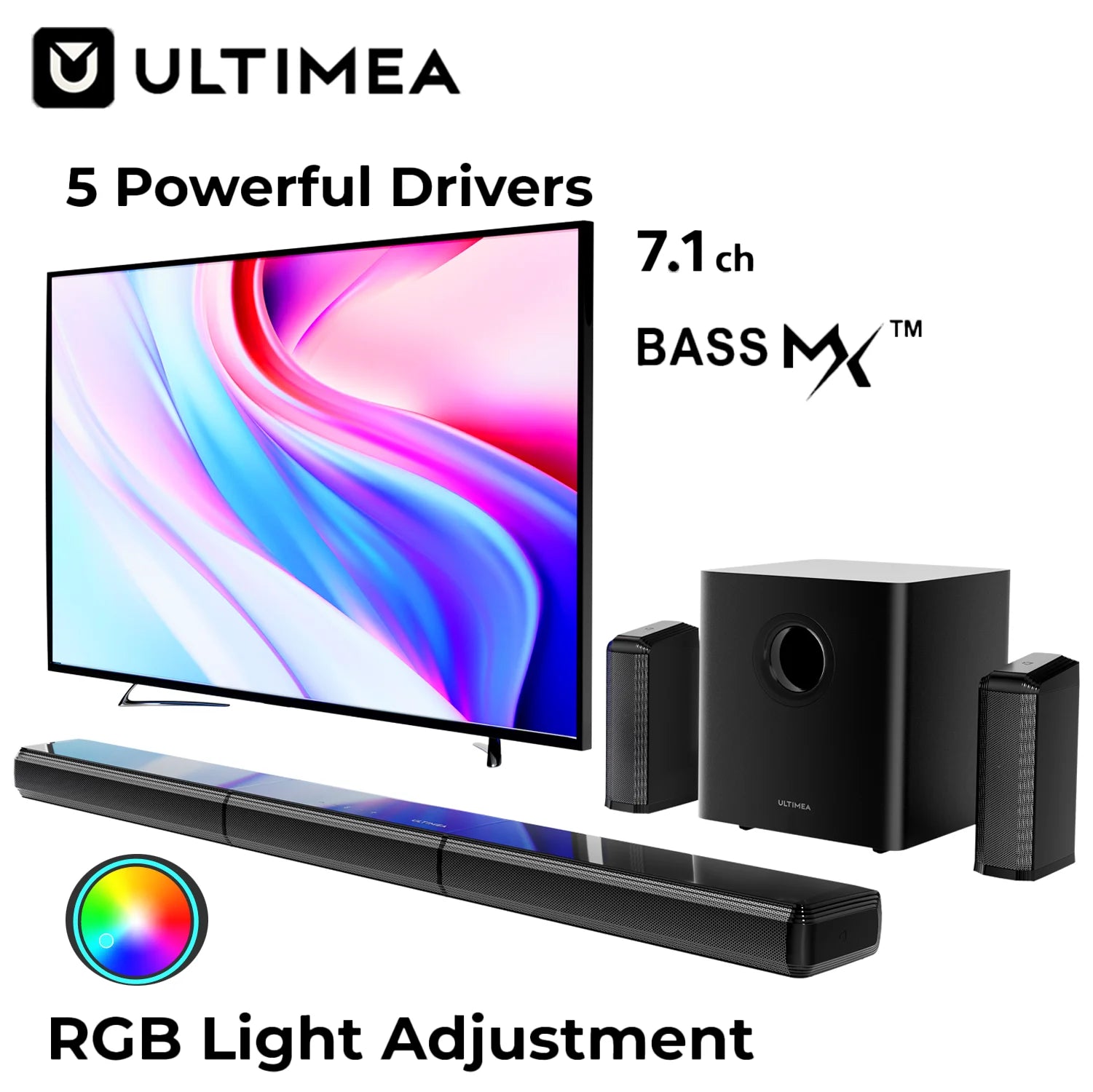 ULTIMEA 410W 7.1ch Soundbar with Wireless Subwoofer & 2 Surround Speakers, Surround Sound System Home Theater Bluetooth Speakers by S And B Enterprise