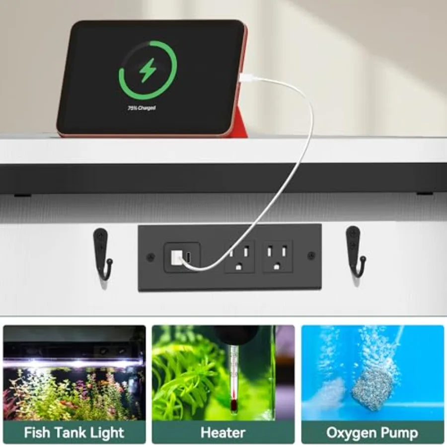 Heavy Duty Aquarium Stand With Power Outlets And Barn Door
