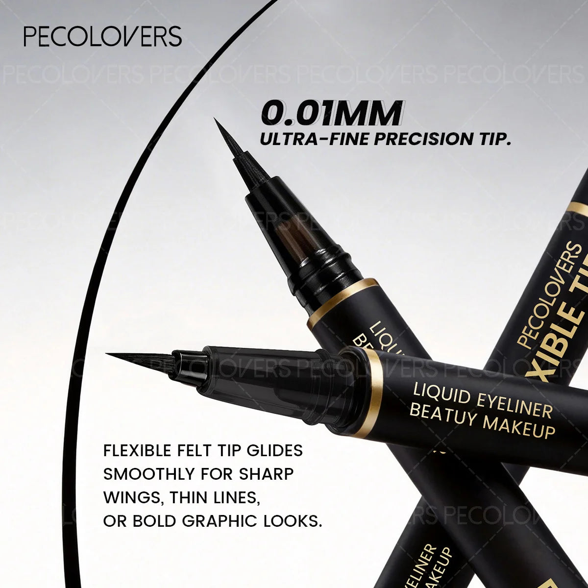 10PCS Black Liquid Eyeliner Kit with 0.01mm ultra-fine precision tips and flexible felt tips by S And B Enterprise