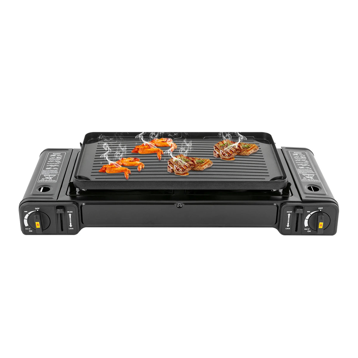Portable camping stove 2-burner with grill tray by S And B Enterprise
