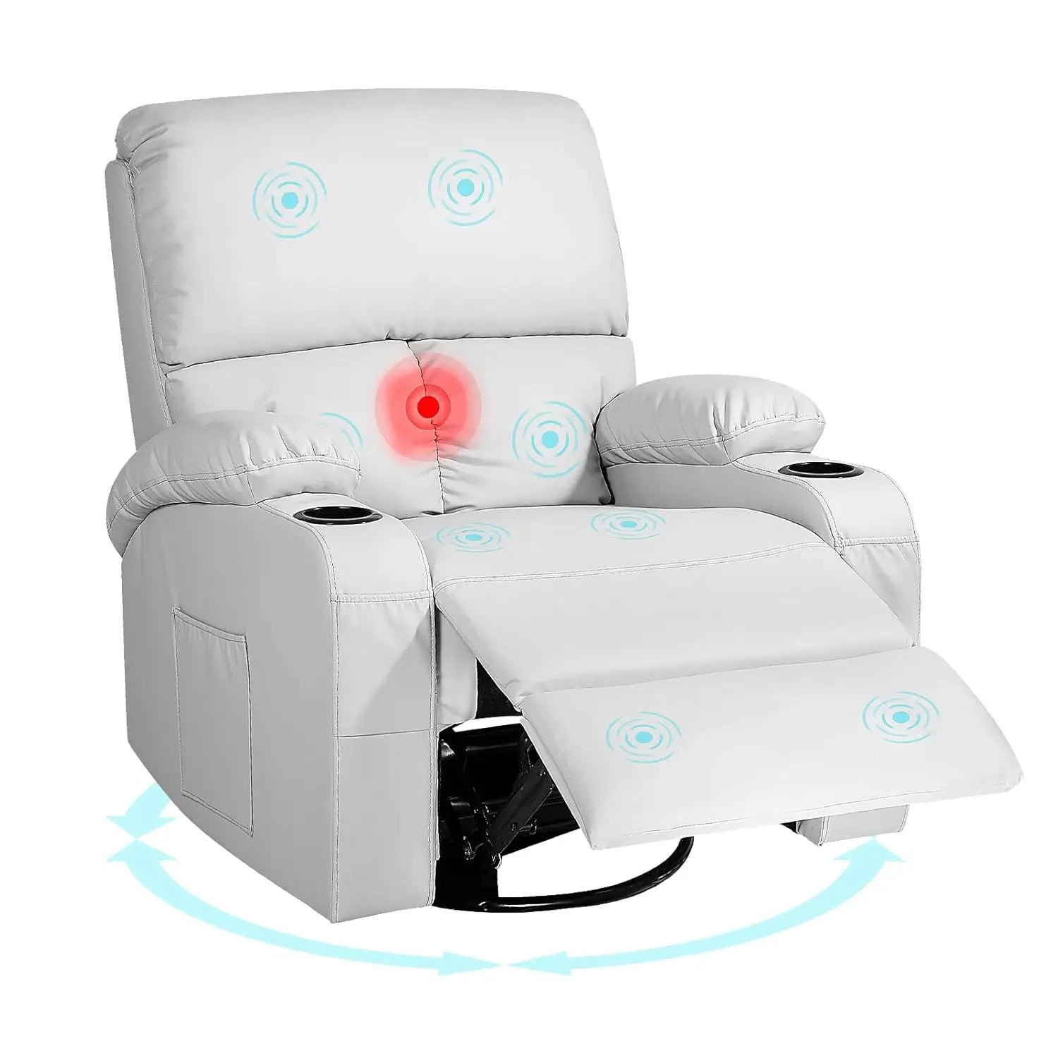 Rocking Recliner Chair With Massage And Heat 360 Swivel by S And B Enterprise