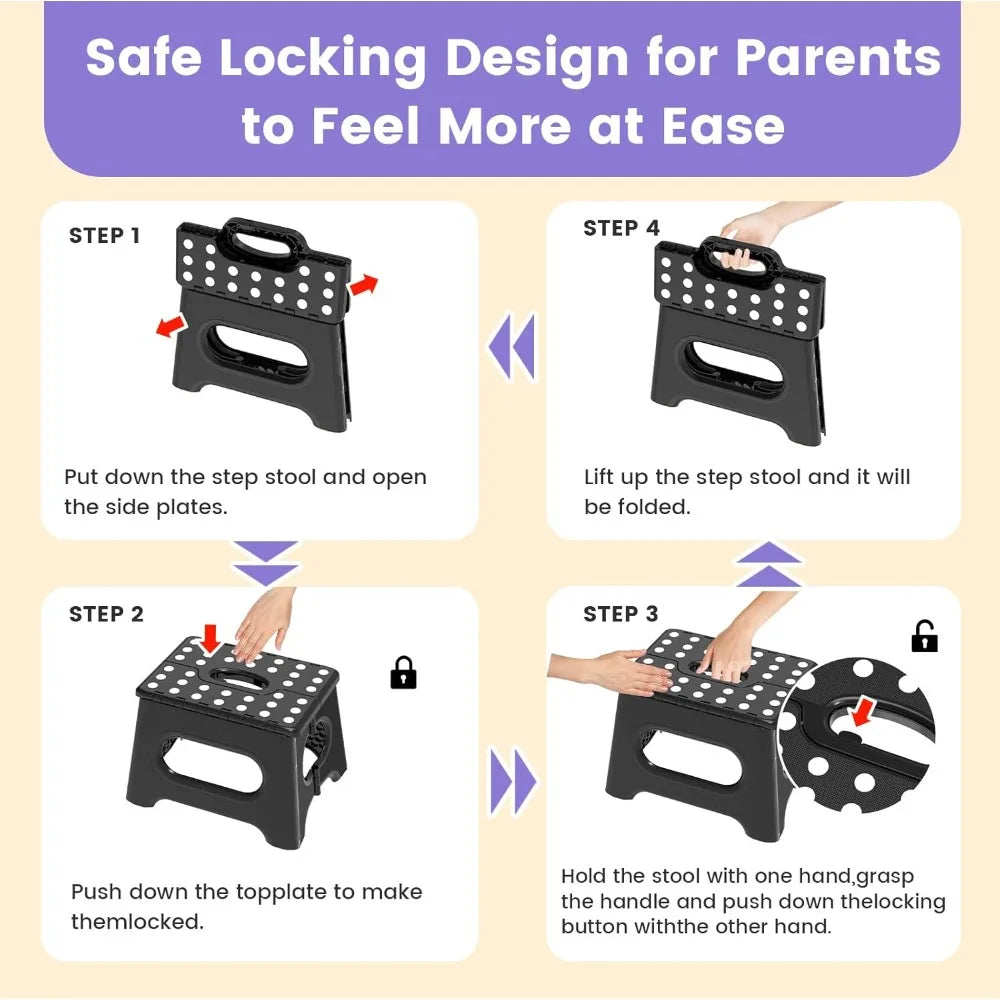 Sturdy Foldable Step Stool With Non Slip Surface And Handle by S And B Enterprise