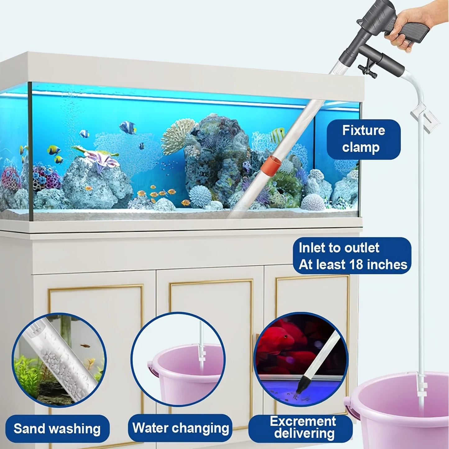 Aquarium Maintenance Tools Kit With Siphon Vacuum And Algae Scraper