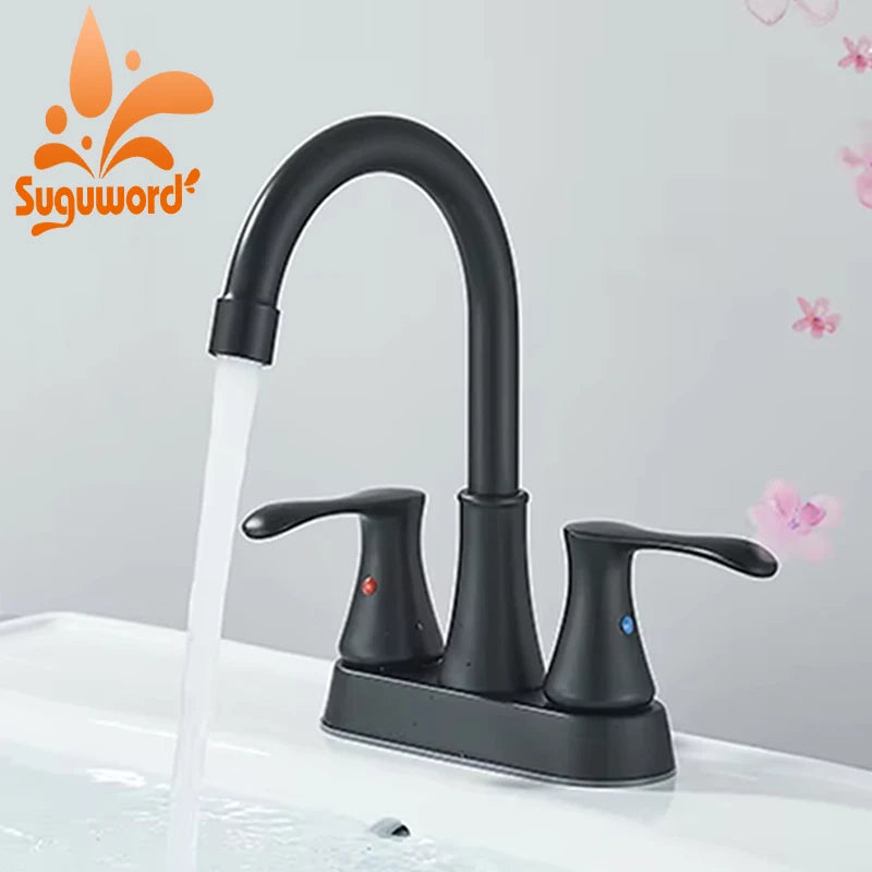 Suguword Dual Handle Center Set Bathroom Sink Faucet