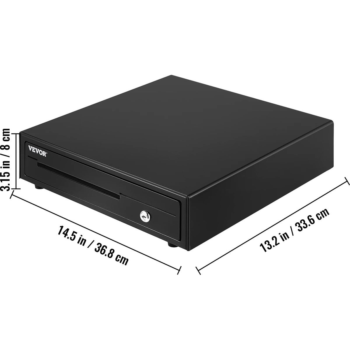 Cash register drawer VEVOR, 16 in for POS with removable coin tray, 2 keys, 12V, RJ11/RJ12 cable