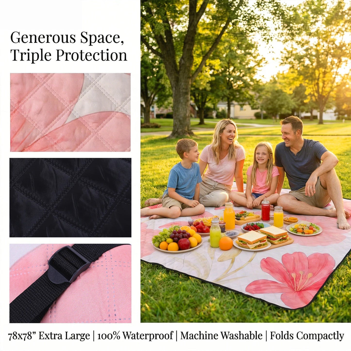 Verdurancd Water Proof Picnic Blanket Washable Soft Cute Picnic Blankets Portable Blanket for Camping Beach Blankets Accessories (A) (B) by S And B Enterprise