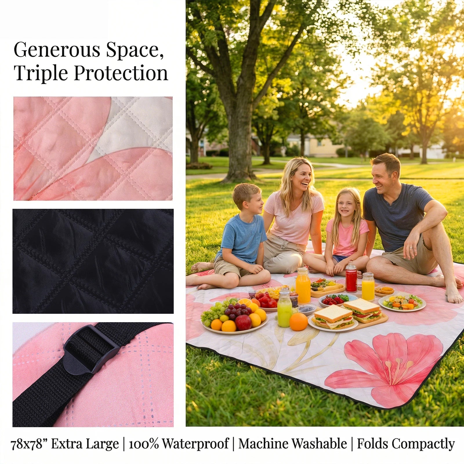 Verdurancd Water Proof Picnic Blanket Washable Soft Cute Picnic Blankets Portable Blanket for Camping Beach Blankets Accessories (A) (B) by S And B Enterprise