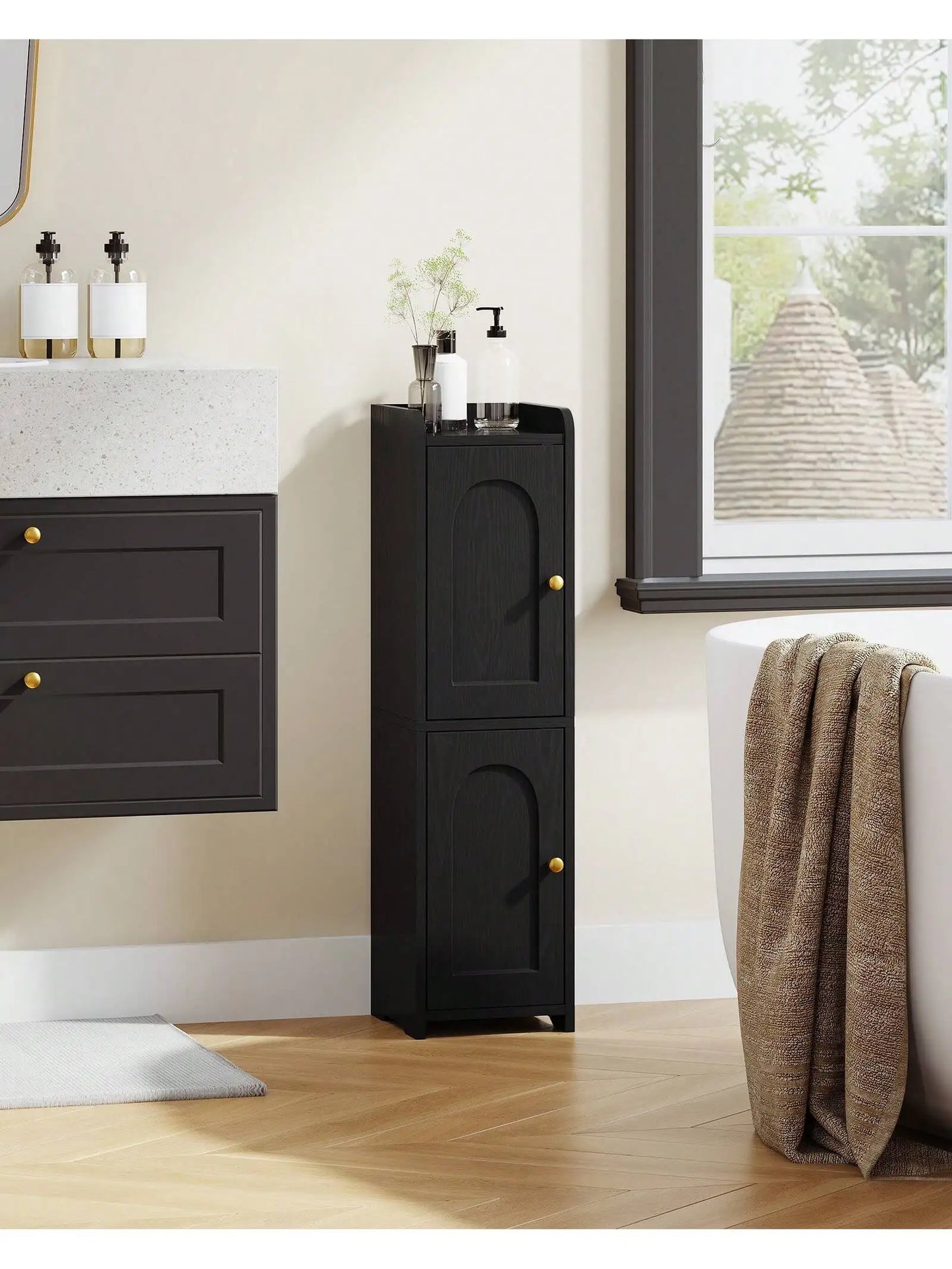 Corner Floor Bathroom Cabinet With Adjustable Shelf by S And B Enterprise