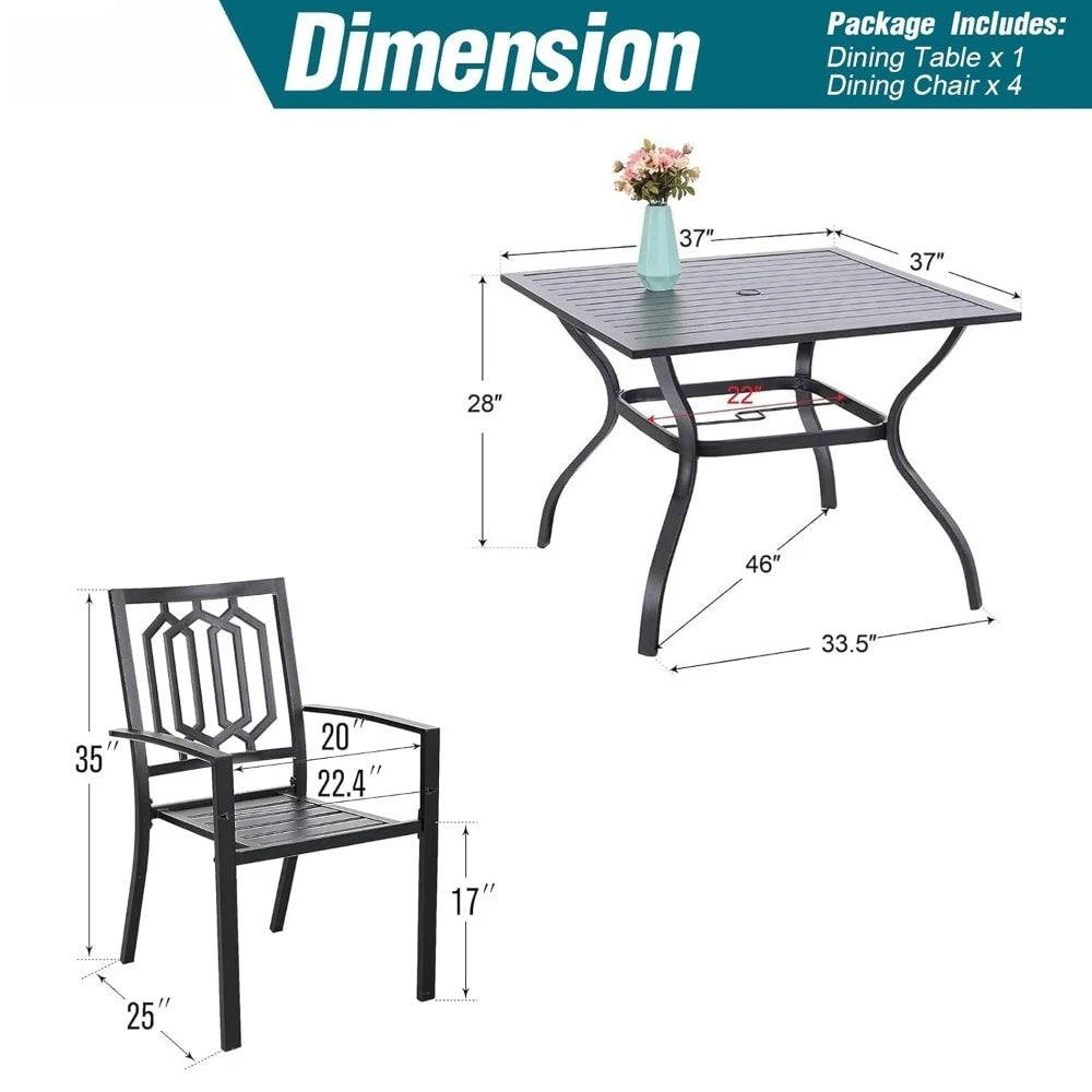 Outdoor Dining Set For Four With Wrought Iron Table
