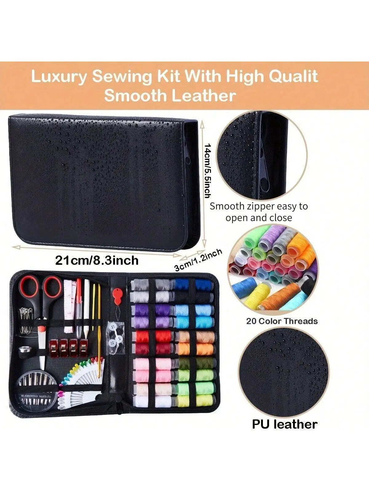 Portable Home Sewing Kit Complete Set With Threads Needles Scissors by S And B Enterprise