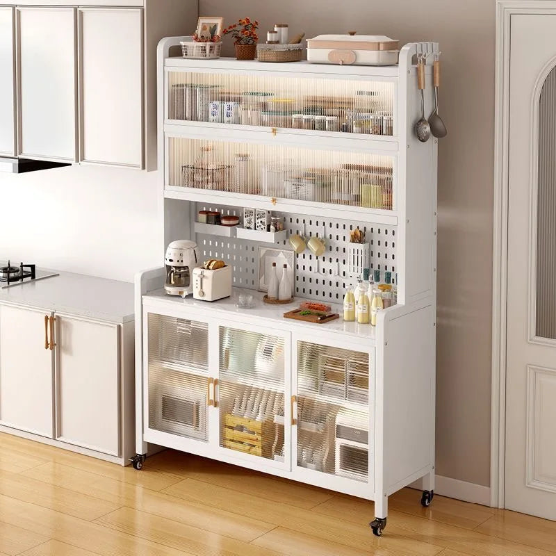 Modern Kitchen Cabinet Hutch Movable Full Door Glass Cabinet Storage Display Cupboards Multi-functional Cupboard Storage Door by S And B Enterprise