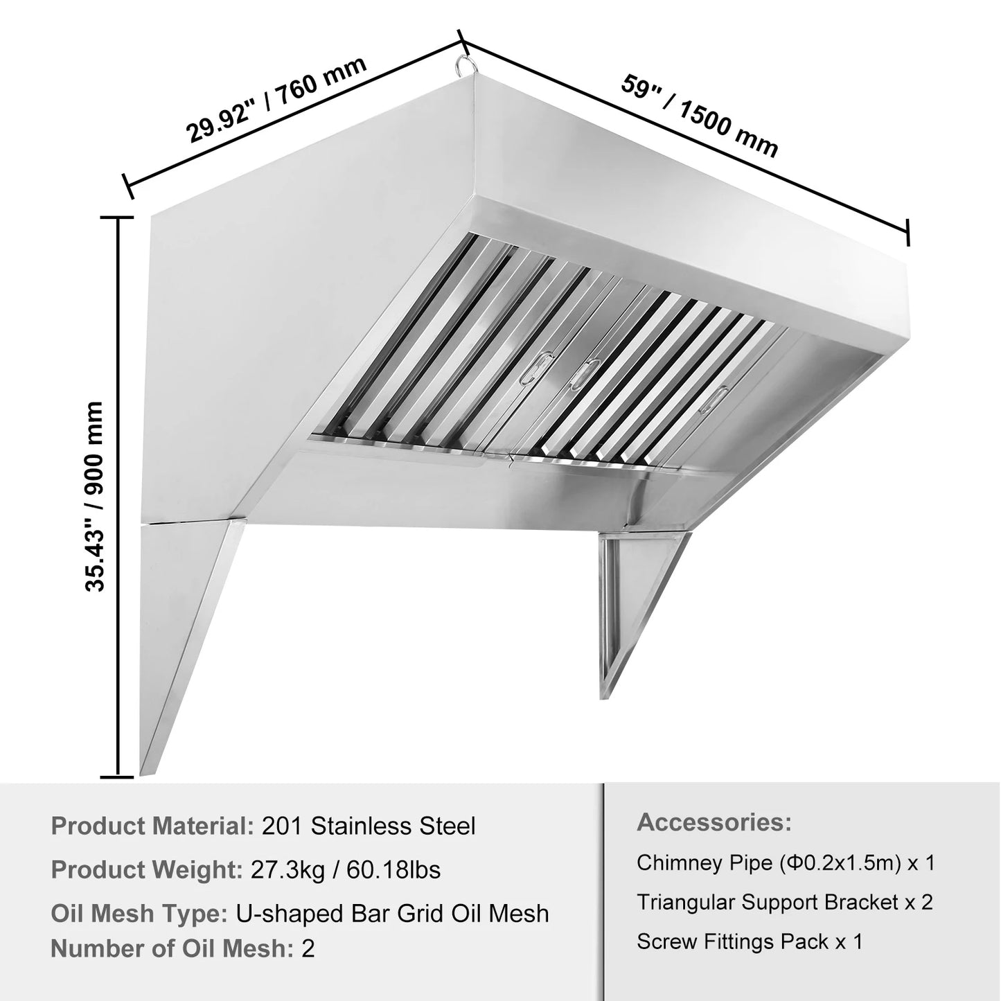 VEVOR Stainless Steel Commercial Exhaust Hood Under Cabinet by S And B Enterprise