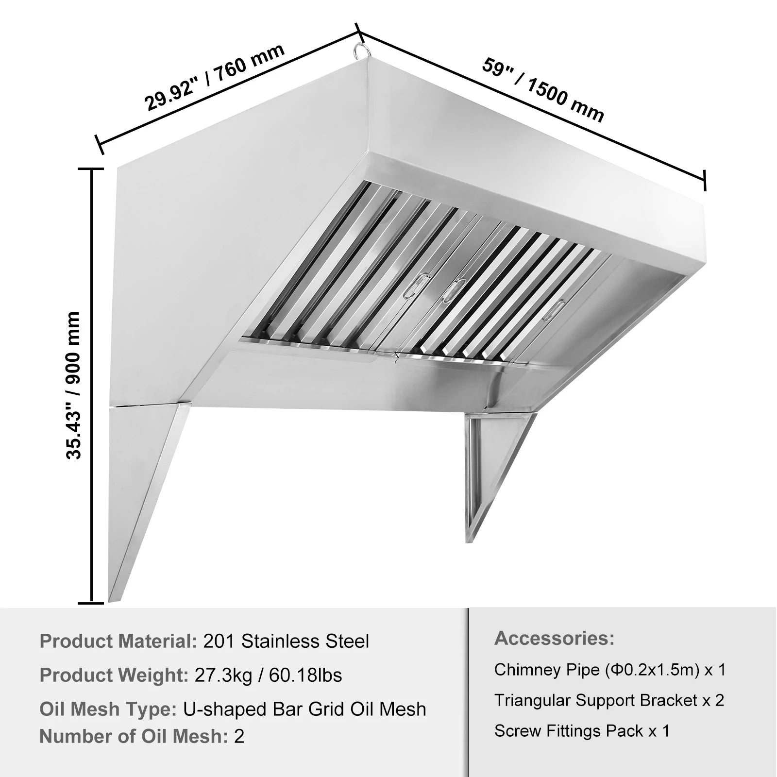 VEVOR Stainless Steel Commercial Exhaust Hood Under Cabinet by S And B Enterprise