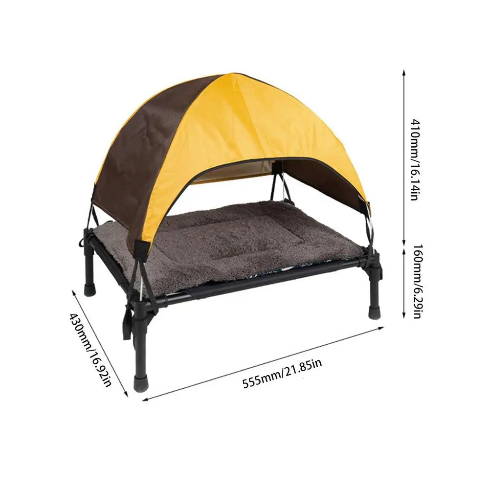 Outdoor Elevated Dog Bed With Foldable Removable Canopy Shade Tent by S And B Enterprise
