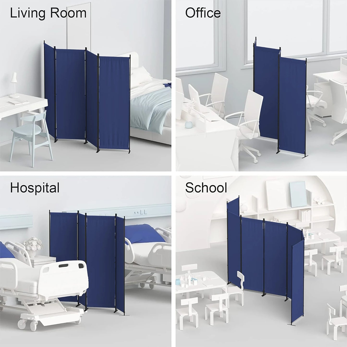 Four-Panel Folding Room Divider Freestanding Privacy Partition