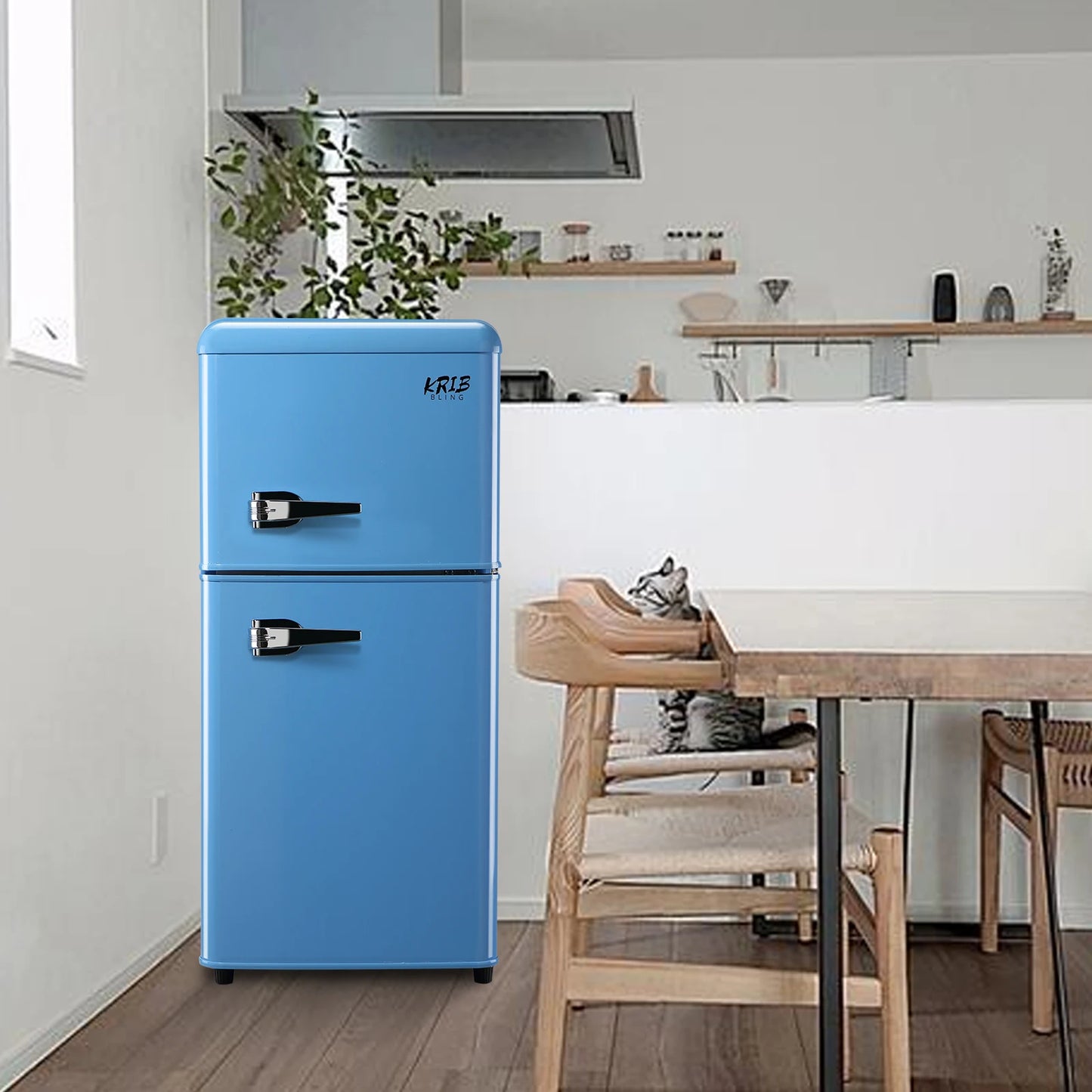 Krib Bling Double Door Compact Refrigerator With Freezer