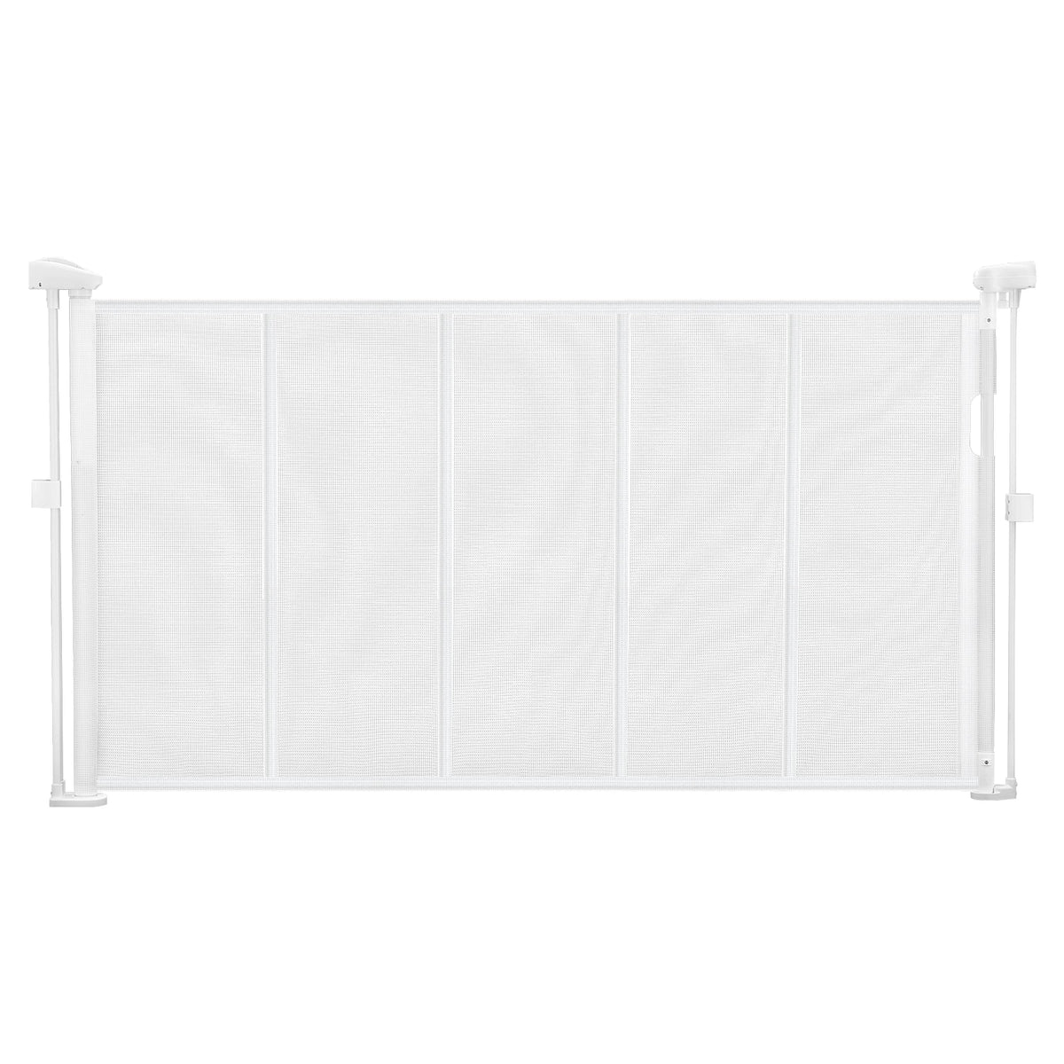 SucceBuy retractable baby gate, white mesh panels, adjustable width up to 110 inches for doorways and stairs