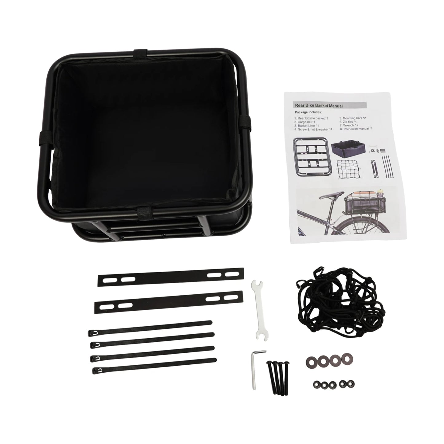 42x32x15cm/32.5x28.5x15cm Bicycle Basket Rear Bike Basket with Luggage Net and Basket Inner Liner 27kg/60 lbs Load-bearing Capacity by S And B Enterprise