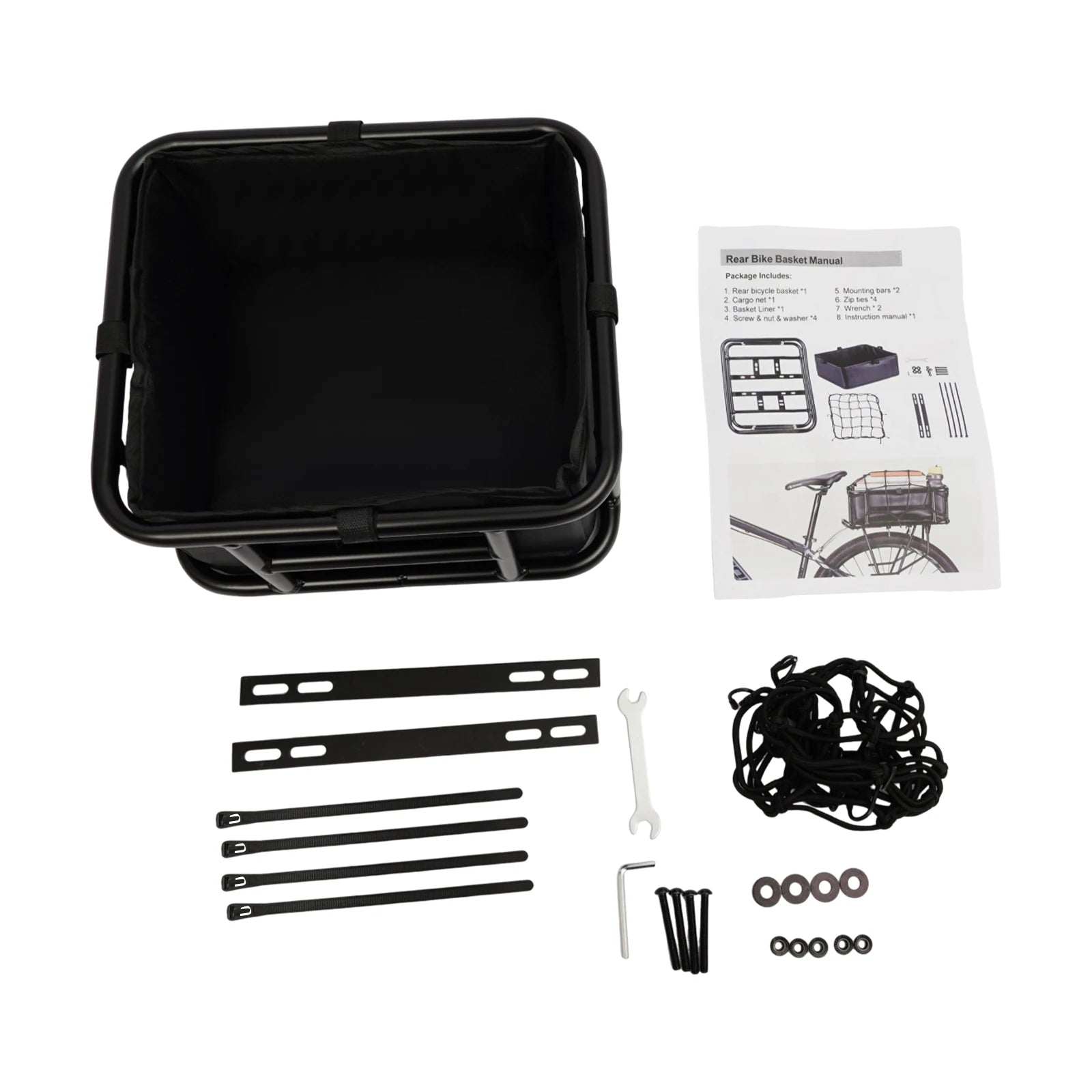 42x32x15cm/32.5x28.5x15cm Bicycle Basket Rear Bike Basket with Luggage Net and Basket Inner Liner 27kg/60 lbs Load-bearing Capacity by S And B Enterprise