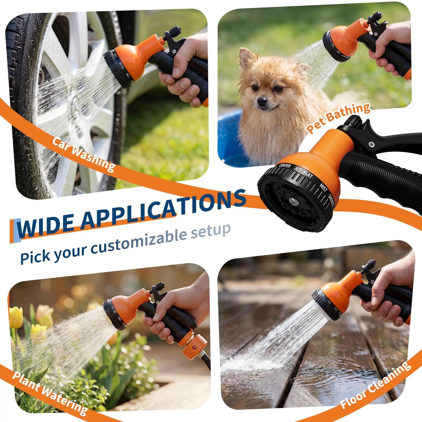 HiMISSG Retractable Wall-Mounted Garden Hose Reel With 10-Pattern Nozzle