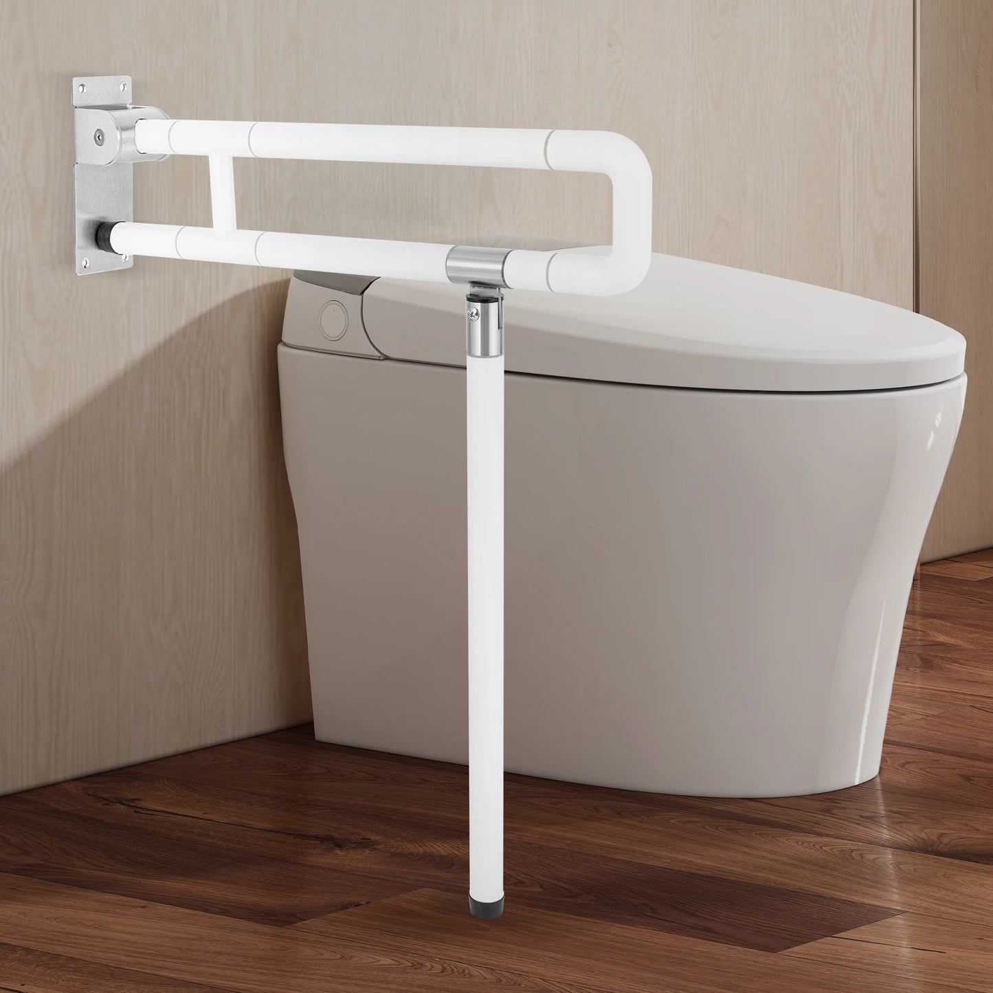 Foldable Toilet Grab Bar 100Kg Capacity ABS Stainless Steel Anti Slip Rail by S And B Enterprise
