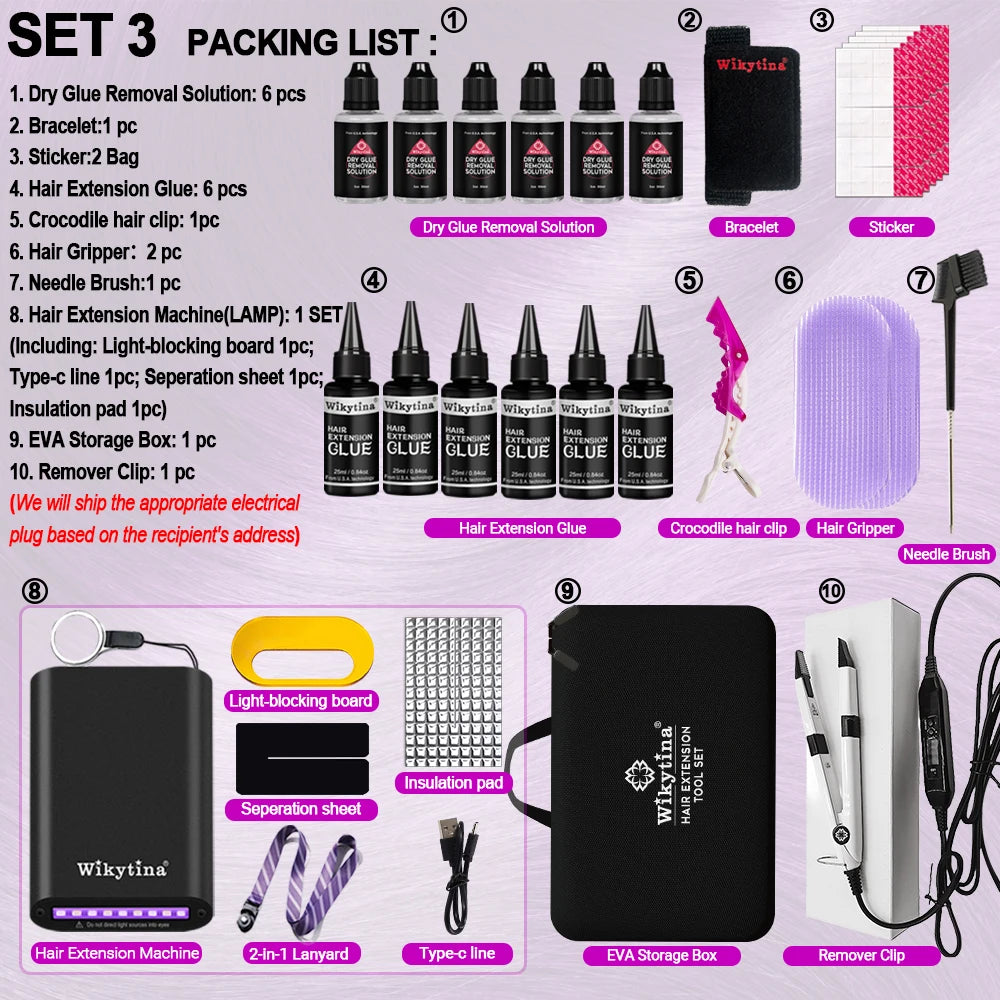 Wikytina UV Light Hair Extension Machine With Glue And Tools